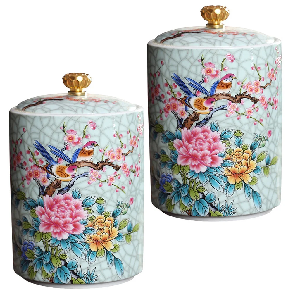 

2Pcs Ceramic Tea Storage Jar Tea Leaf Jar Durable Tea Storage Container