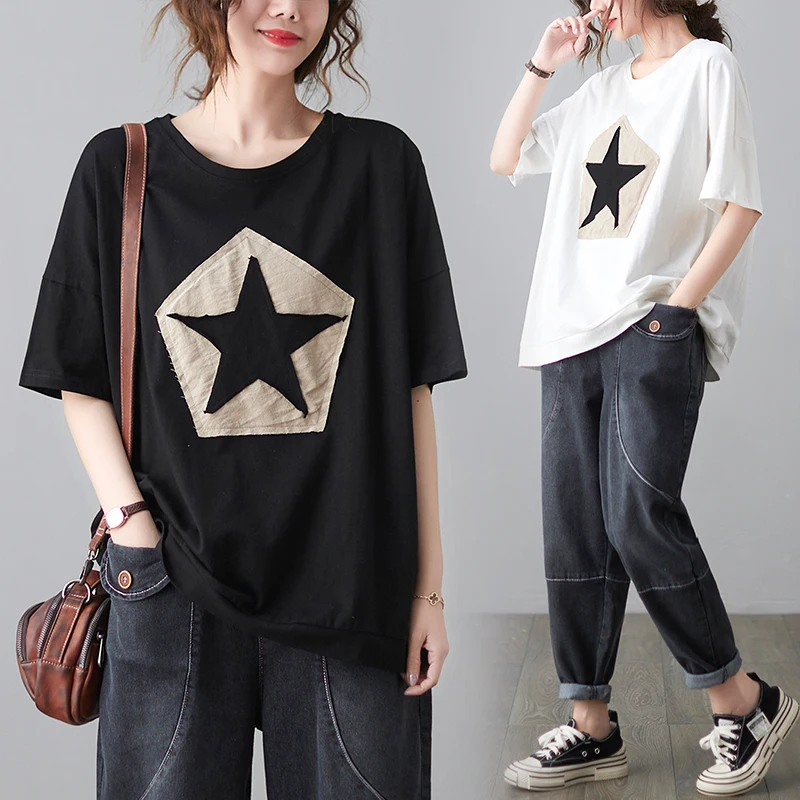 

Summer 2022 New Women's Korean Version Loose Print Simple And Versatile Short Sleeve T-shirt Women's Top