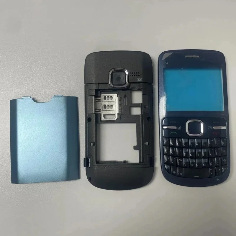 Фото Полный передний корпус с клавиатурой для Nokia 6300 C3 C3-00 C5 C5-00 6303, задняя крышка батареи, корпус. №2