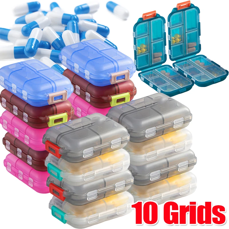 

10 Grids Travel Pill Organizer Box Portable Seal Storage Pill Case Medicine Organizer Washable Pill Container for Business Trip