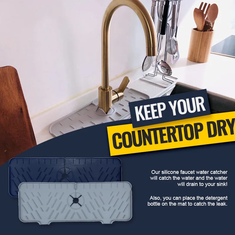 

Faucet Silicone Handle Drip Catcher Mat Drain Pad Wash Hand Pool Countertop Splash Water Kitchen Bathroom Waterproof Absorbent P