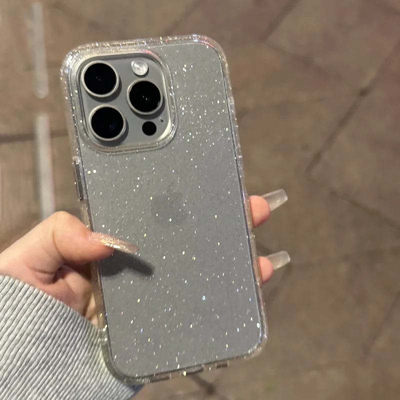 Ультратонкий прозрачный силиконовый мягкий блестящий чехол для телефона iPhone 15 14