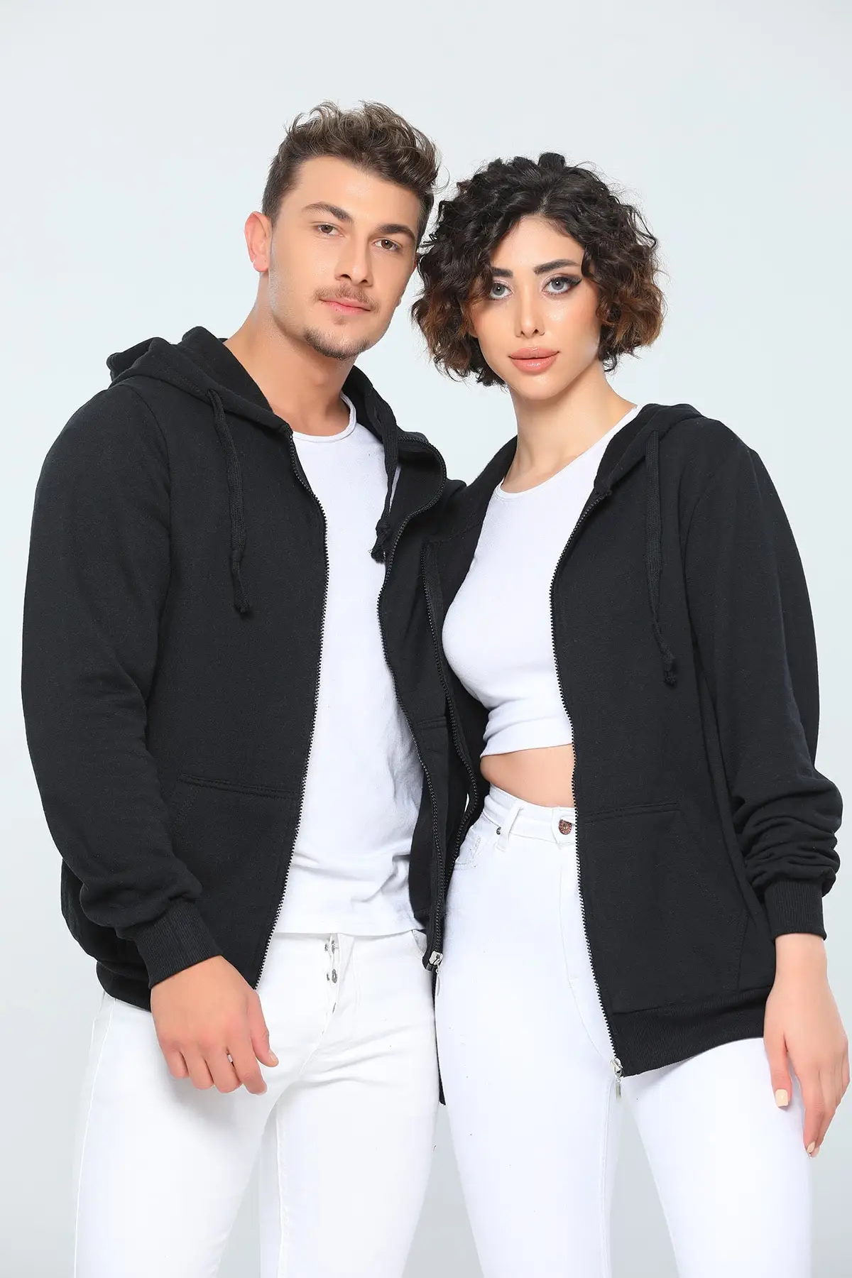 

Women's Sweatshirt Black Love Combination Hooded Zipper Hoodies Fashion All Season New Designer Pullovers Fleece Hoodies