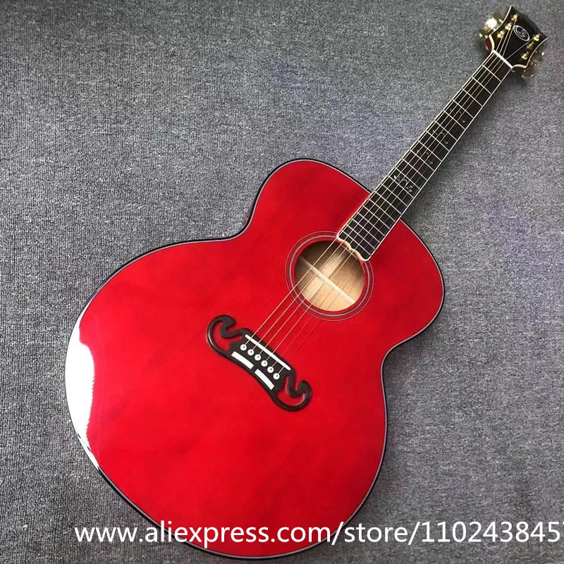 

Custom , solid spruce top, rosewood fingerboard, maple side and back, high-quality Jumbo series all-red j200 acoustic guitar