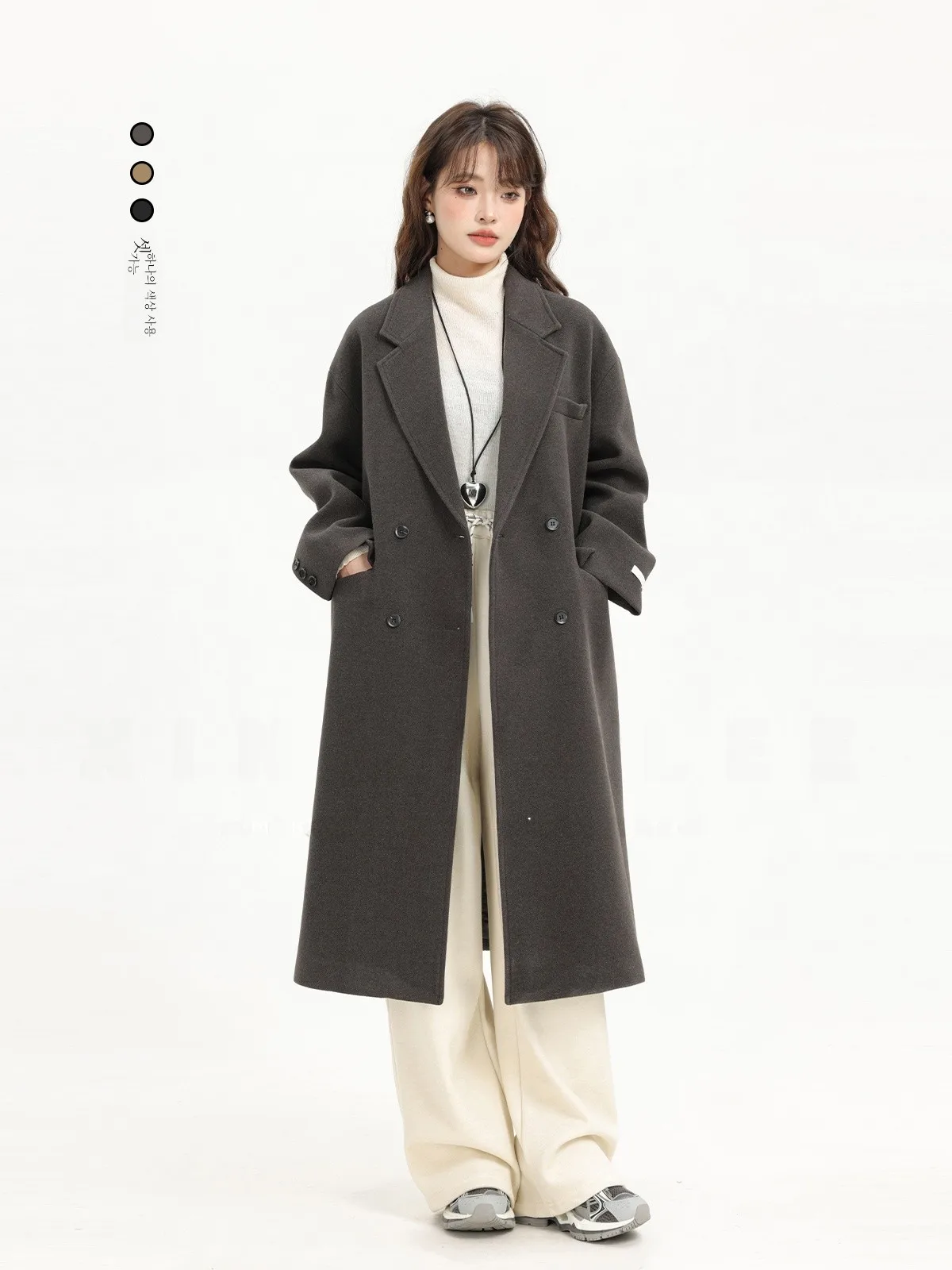 Xinmonlee осенне-зимний элегантный костюм средней длины пальто корейской серии