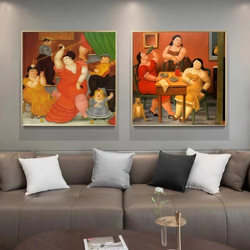 

Fernando Botero Famous Canvas Painting Fat Art Man and Woman Family Posters Print Wall Art Picture for Living Room Decor Cuadros