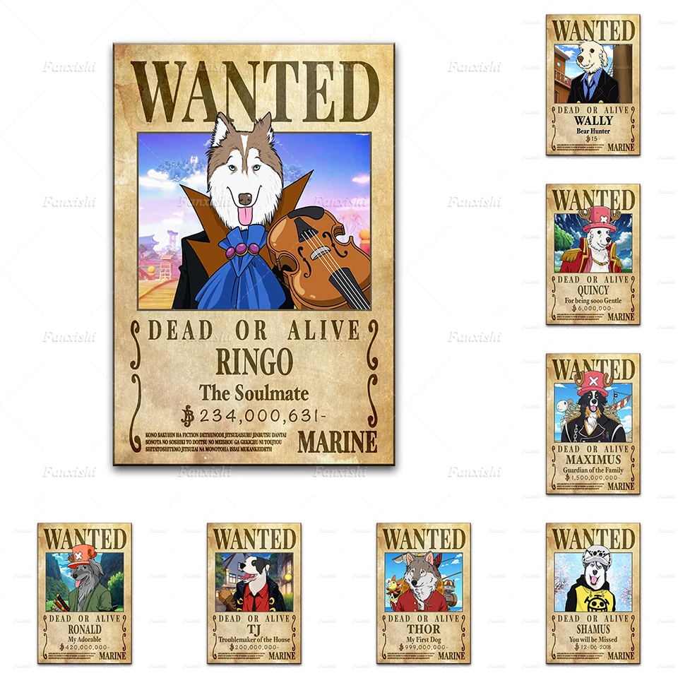 

Modern Home Decoration Anime Pet Wanted Pirate Canvas Painting Wall Art Print Cartoon Vintage Poster Modular Picture Boy Bedroom