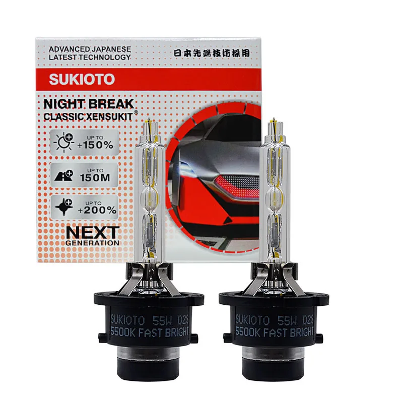 

Ксеноновые HID лампы для автомобильных фар SUKIOTO CLASSIC XENSUKIT 55 Вт D2S D2R D4S D4R 5500K, замена для BMW Nissan Lexus Toyota, 2 шт.