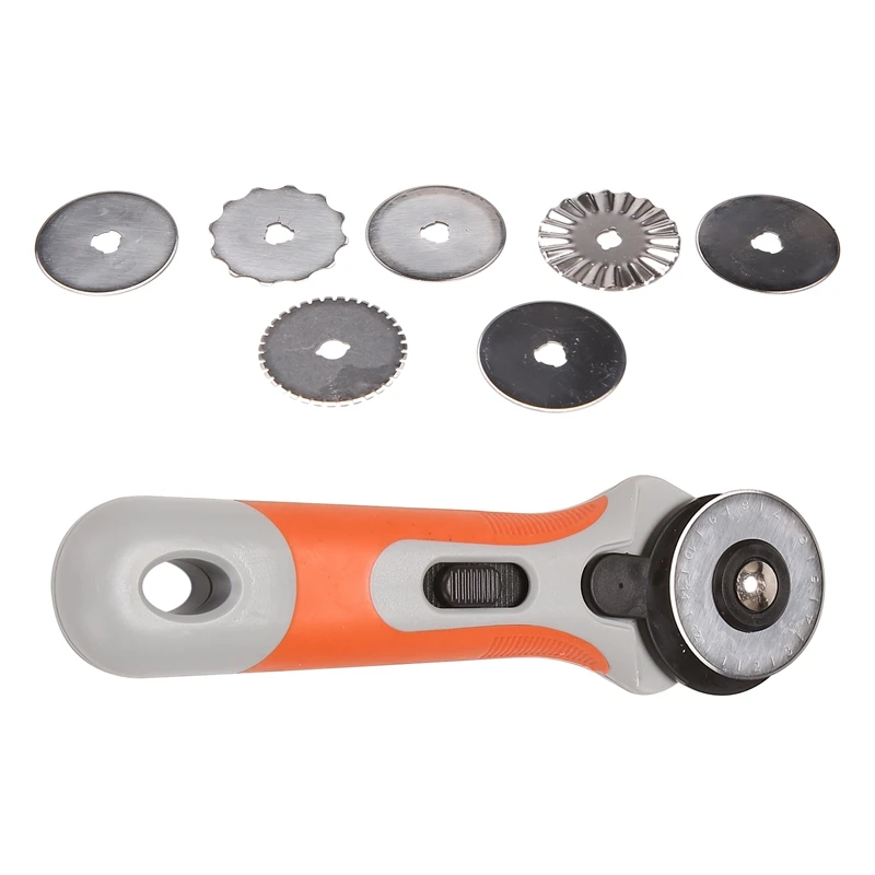 

45Mm Rotary Cutter Set, Rotary Cutter With 7 Replacement Blades For Cutting, Perfect For Cutting Fabric, Leathers