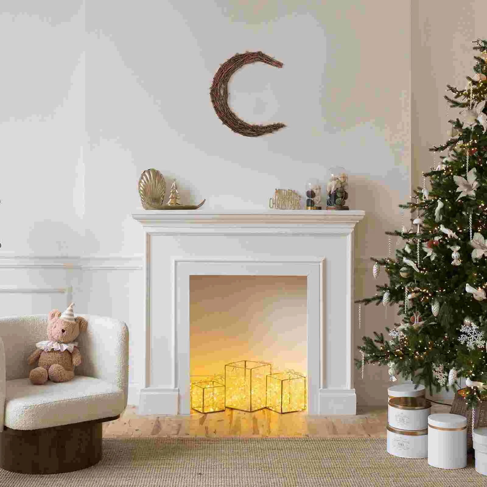 Хэллоуин Венок Смолакс Гбрабра Ротанг Открытый Свадебный Декор Круг Луна для DIY