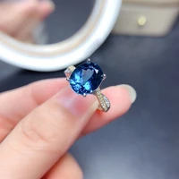 meibapj blue topaz simple ring for women real 925 sterling silver fine party jewelry