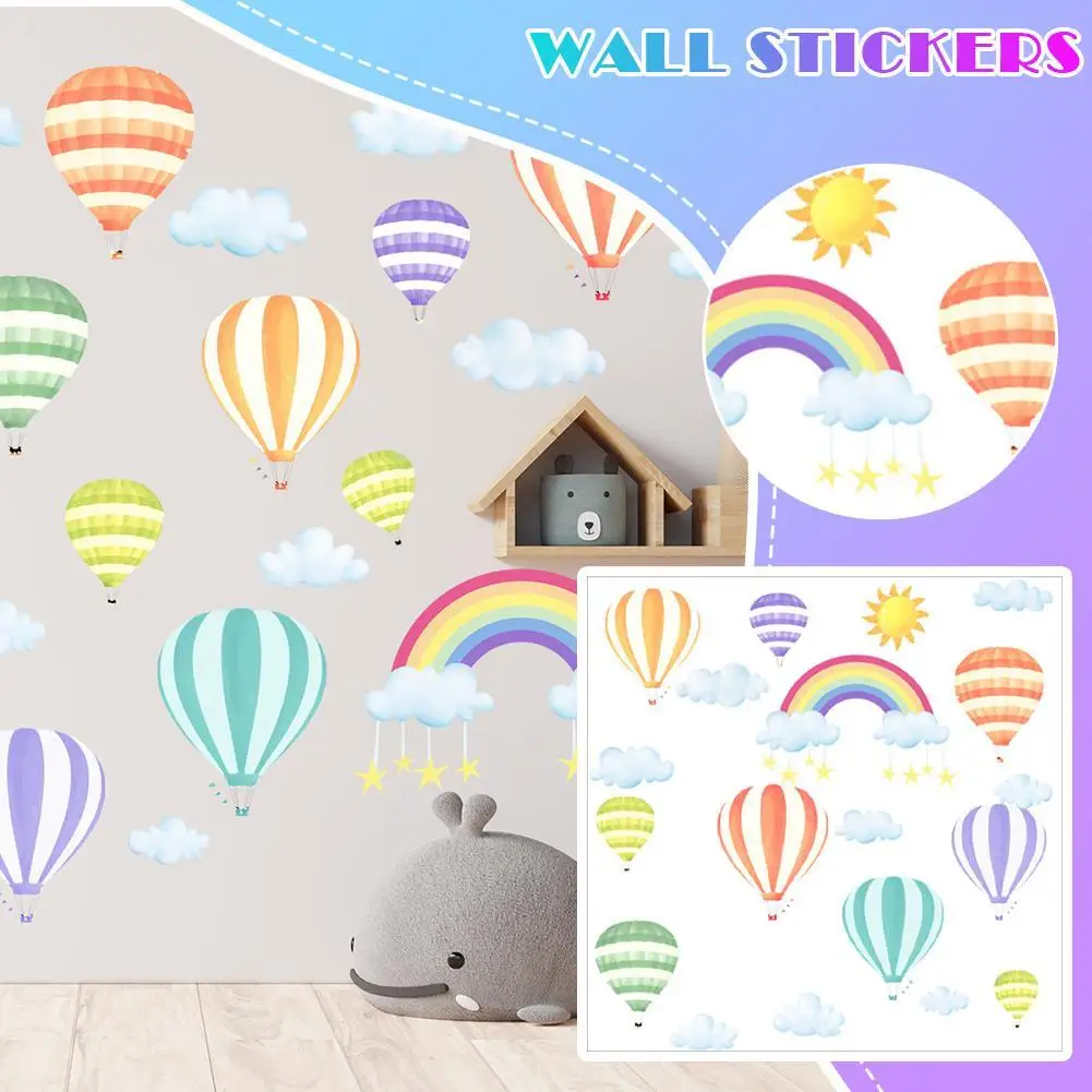 

Наклейки на стену с радужными облаками, воздушные шары, настенные тату для детской комнаты, гостиной, детской комнаты, декоративные палочки для дома, 4 шт.