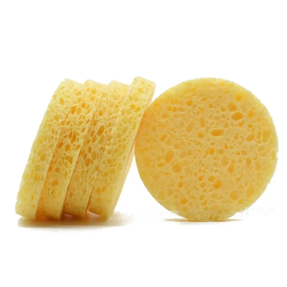 

10Pcs Natural Wood Pulp Sponge Cellulose Compress Cosmetic Puff Facial Washing Sponge Face Care Cleansing Makeup Remover Tools