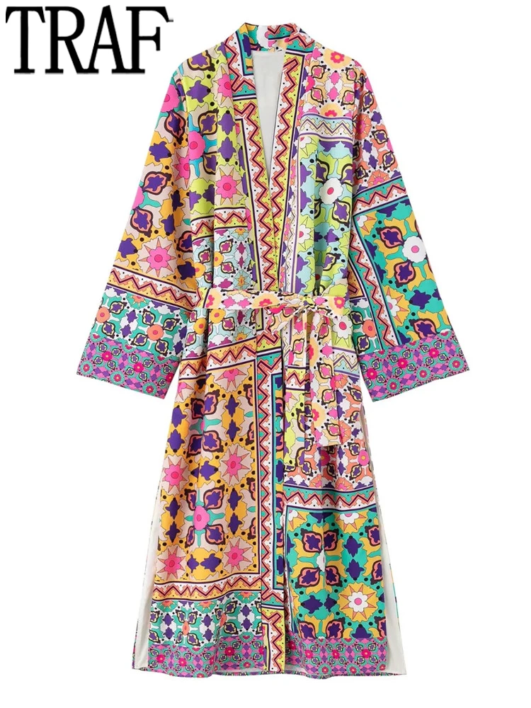 

Женское длинное кимоно в стиле пэчворк, с длинным рукавом