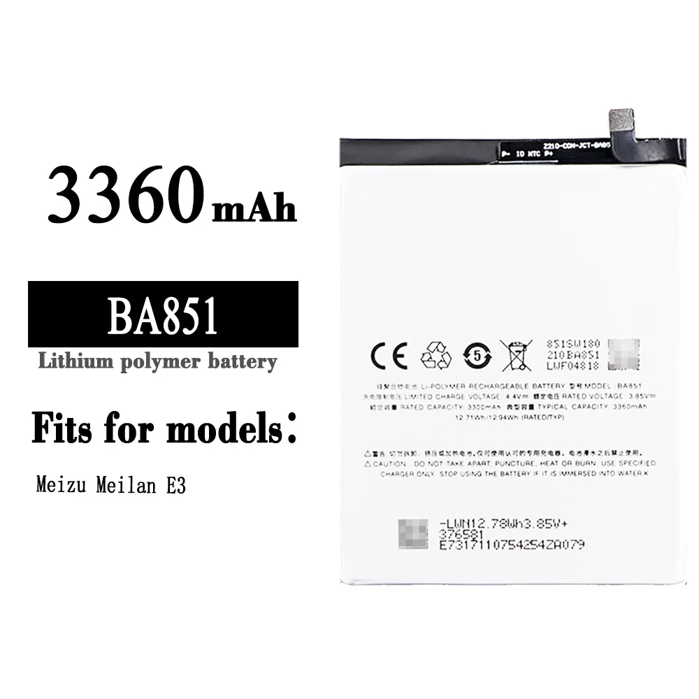 

BA851 Orginal High Quality Replacement Battery For Meizu Meilan E3 BA-851 3360mAh Large Capacity Built-in Latest Lithium Bateria