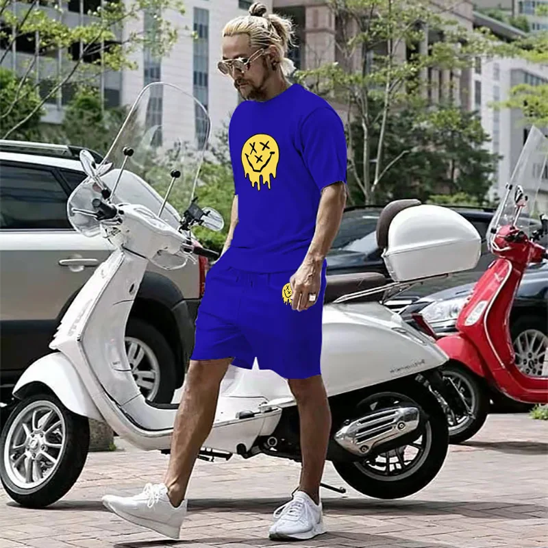 Tracksuit Men Summer Cotton Short-sleeve T shirts Set Couple Casual Streetwear Urban Trend 2 Piece Set Outfits Man Clothes New