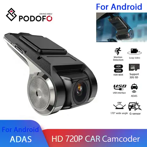 Видеорегистратор Podofo HD, Автомобильный видеорегистратор, ADAS, android, ночная версия, HD 720P