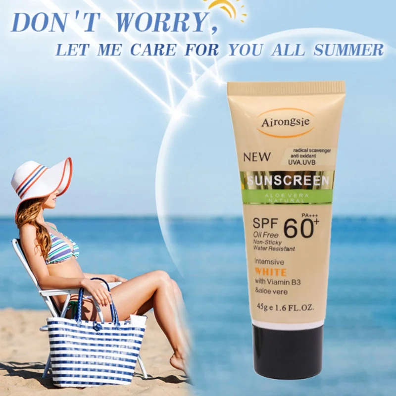 

45g Facial Body Sunscreen Whitening SPF 60 Face Sun Cream Sunblock Skin Protective Cream Anti-Aging Oil-control Moisturizing