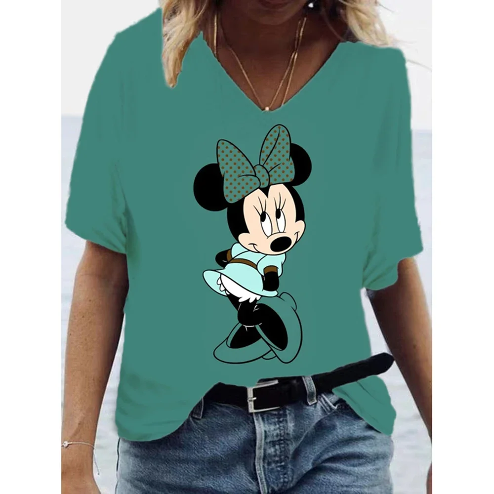 Женские футболки с цветочным принтом и коротким рукавом модная футболка Disney