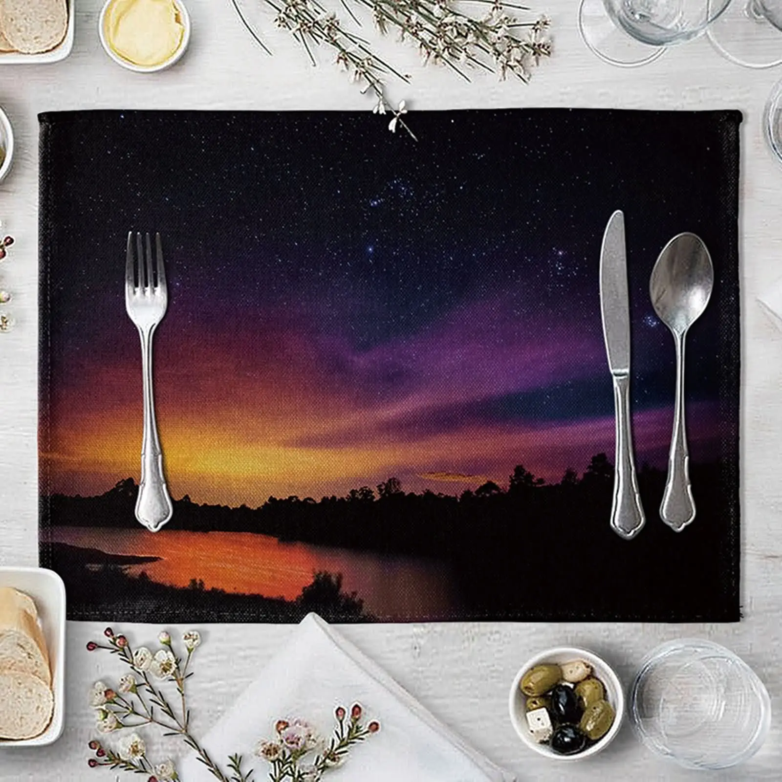 

Рустикальные термостойкие подставки, коврики для места, оранжевые, фиолетовые подставки, набор квадратных ковриков для стола