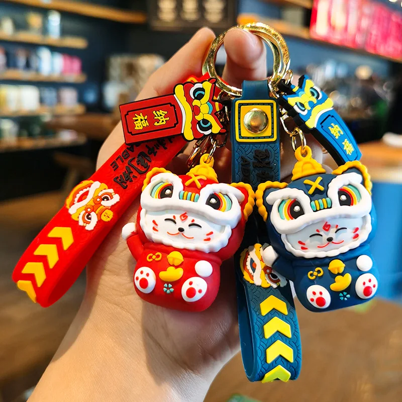 Силиконовая подвеска Guochao в виде кота, кролика, Льва, Льва, автомобильный брелок, подвеска в китайском стиле, фотоподвеска, подарок, оптовая продажа