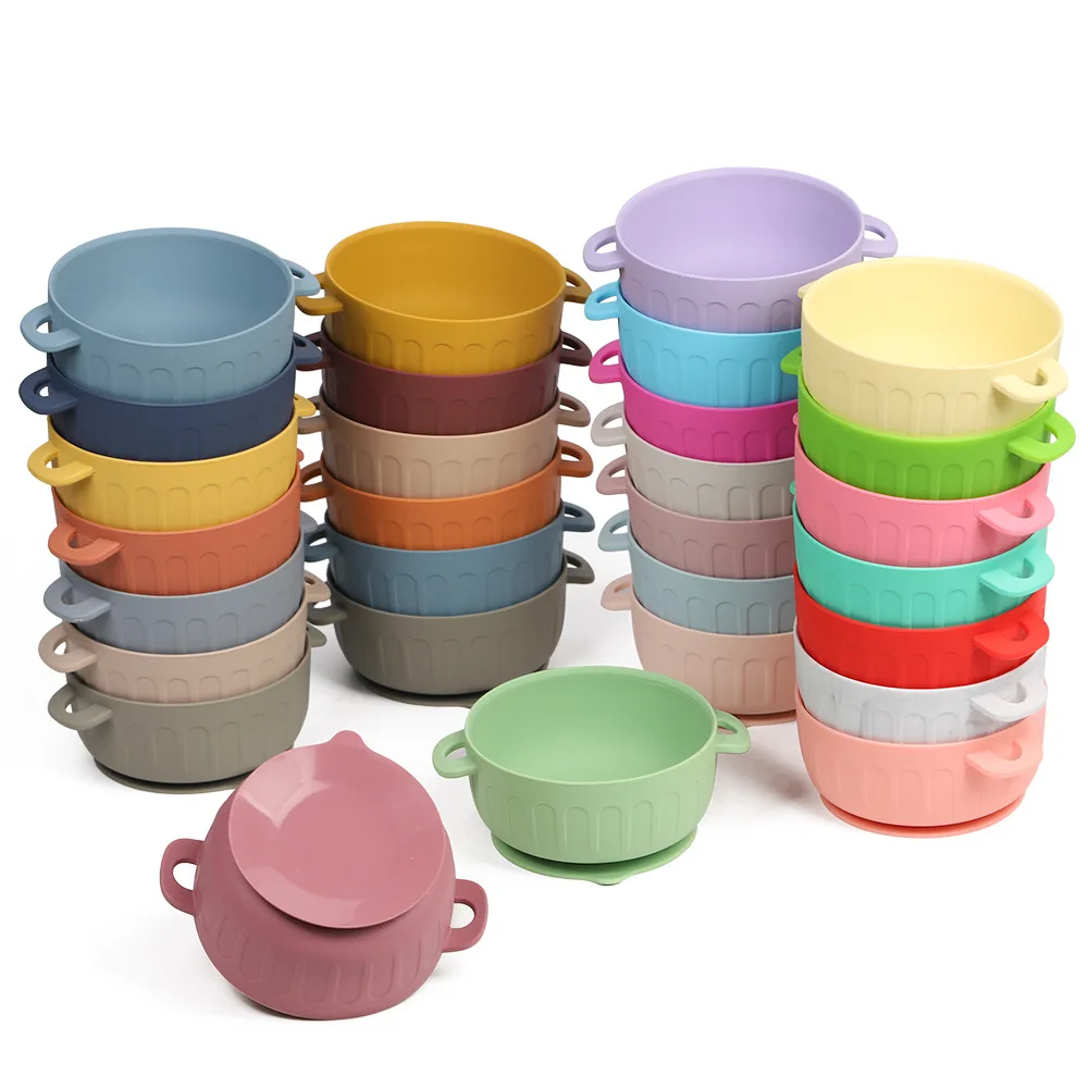 

Baby Silicone Bowl with Lid Spoon Feeding Tableware Children's Tableware Silicone Plate Set Dishes Kitchenware Baby Plates Bowl