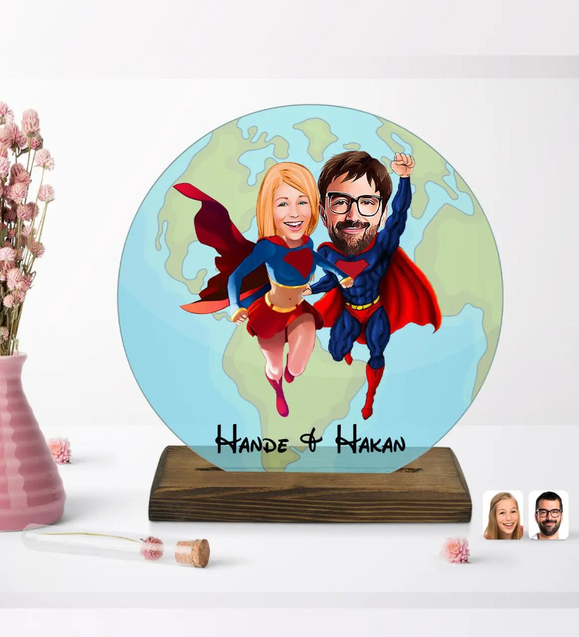 

Персонализированная круглая деревянная подставка в стиле super valentine