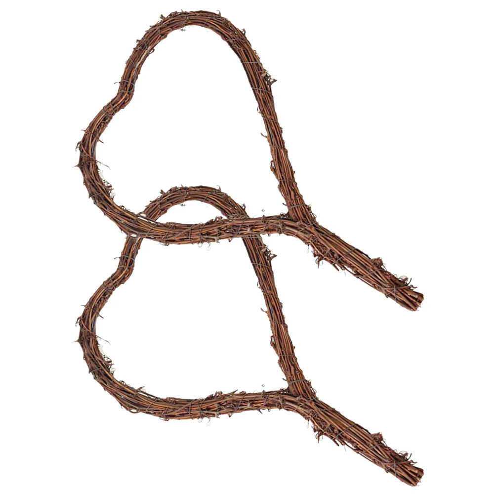 

2pcs DIY Wreath Rattan Ring DIY Heart-shape Rattan Wreath with Handle Rattan Wreath