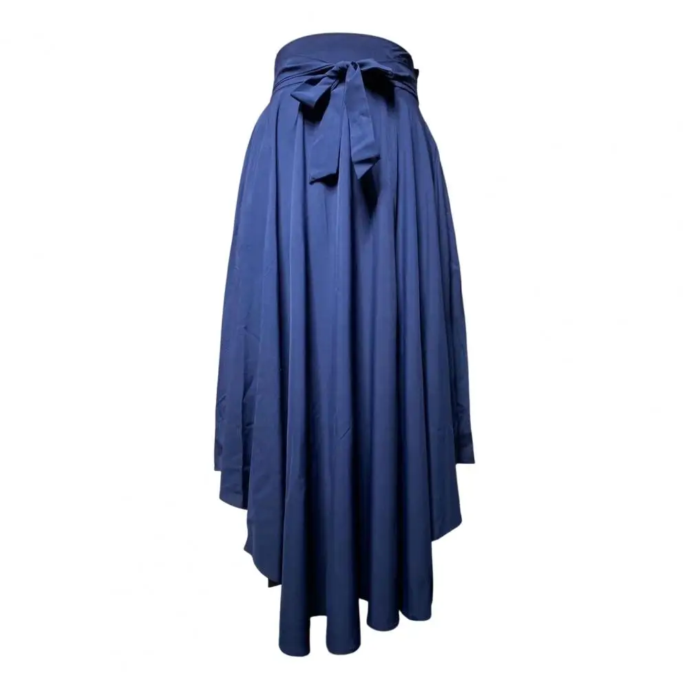 

Women Skirt Solid Color Soft High Split Breathable Back Zipper Ankle Length Undetachable Belt High Waist High Split Summer Skirt