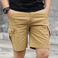 trend loose large size straight pants summer white multi pocket shorts mens working casual knee length pants