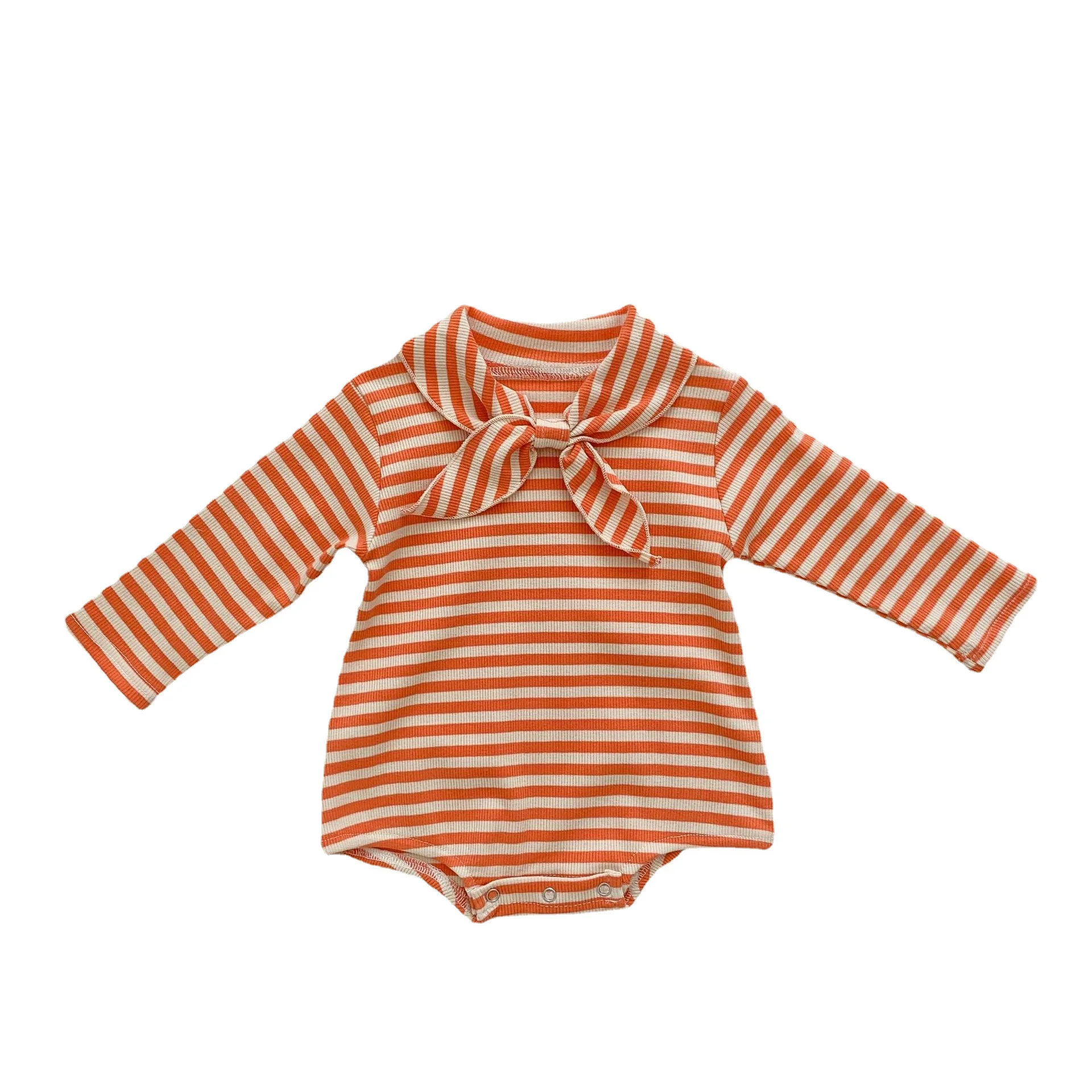 Freely Move Infant Baby Girls Long Sleeve Striped Rompers Butterfly Collar Baby Children Jumpsuit Spring Baby Girls Rompers