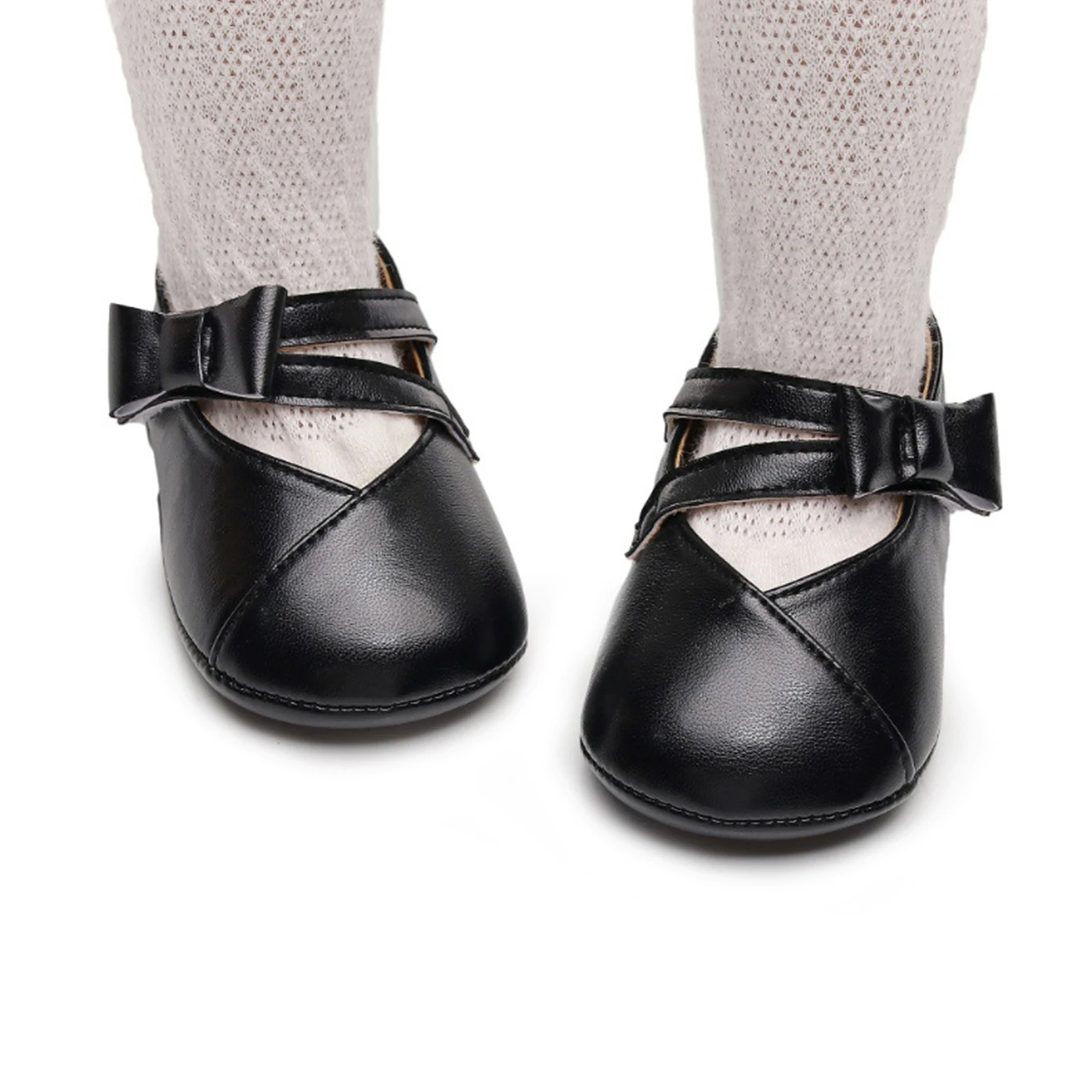 

Туфли Мэри Джейн для маленьких девочек, однотонная обувь принцессы из искусственной кожи с бантом, повседневные прогулочные туфли на плоской подошве для новорожденных, малышей