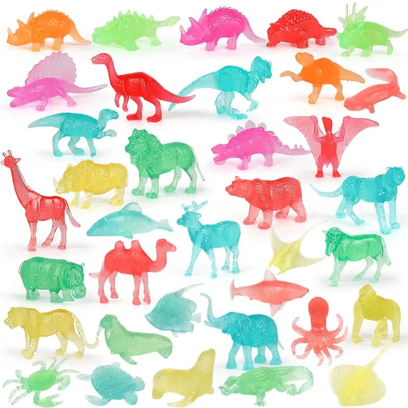 

Children's dinosaur animal marine set combination soft glue crystal solid small toy small gift