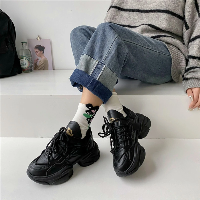 2023 Autumn Women's Flat Sports Shoes Breathable Women's Thick Sole Shoes Sports Shoes Women's Sports Shoes Zapatillas