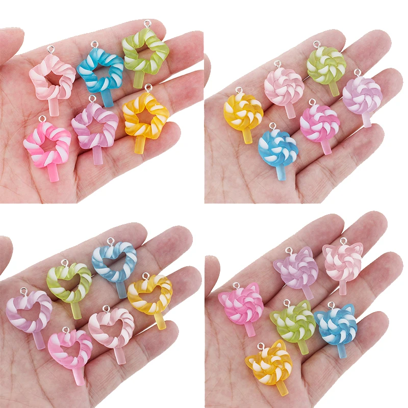 

Luminous Heart Star Cat Lollipop Resin Charms Diy Finding Kawaii Earring Necklace Pendant Charms for Jewelry Making Suppplies