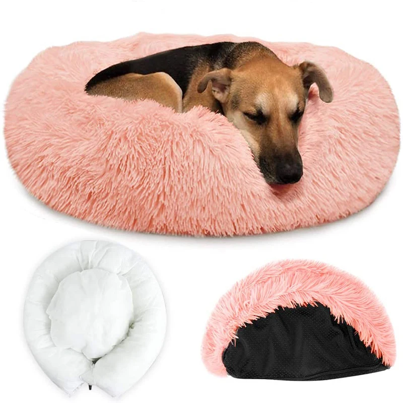 

Soft Long Plush Round Cat Mat Winter Warm Sleep Zipper Washable Dog Cat Bed Mat House Nest Pet Cushion For Kitty Puppy