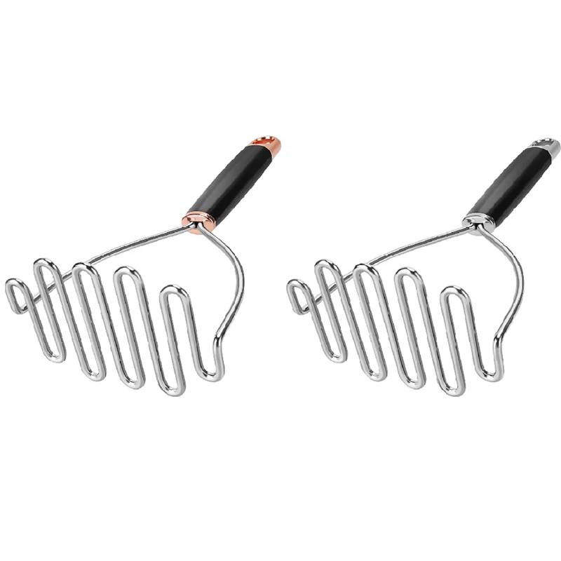 

2PCS Potato Masher Stainless Steel, Mashed Potatoes Masher, Best Masher Kitchen Tool for Bean(Rose Gold & Silver)