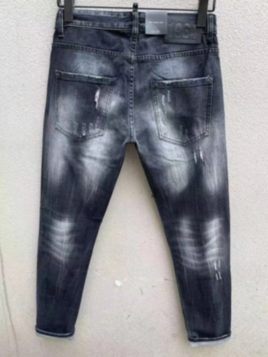 2023 Spring/Summer New D2 Jeans Fashionable Slim Fit Micro Elastic Hole Patch Simple Versatile Trendy Men's Pants