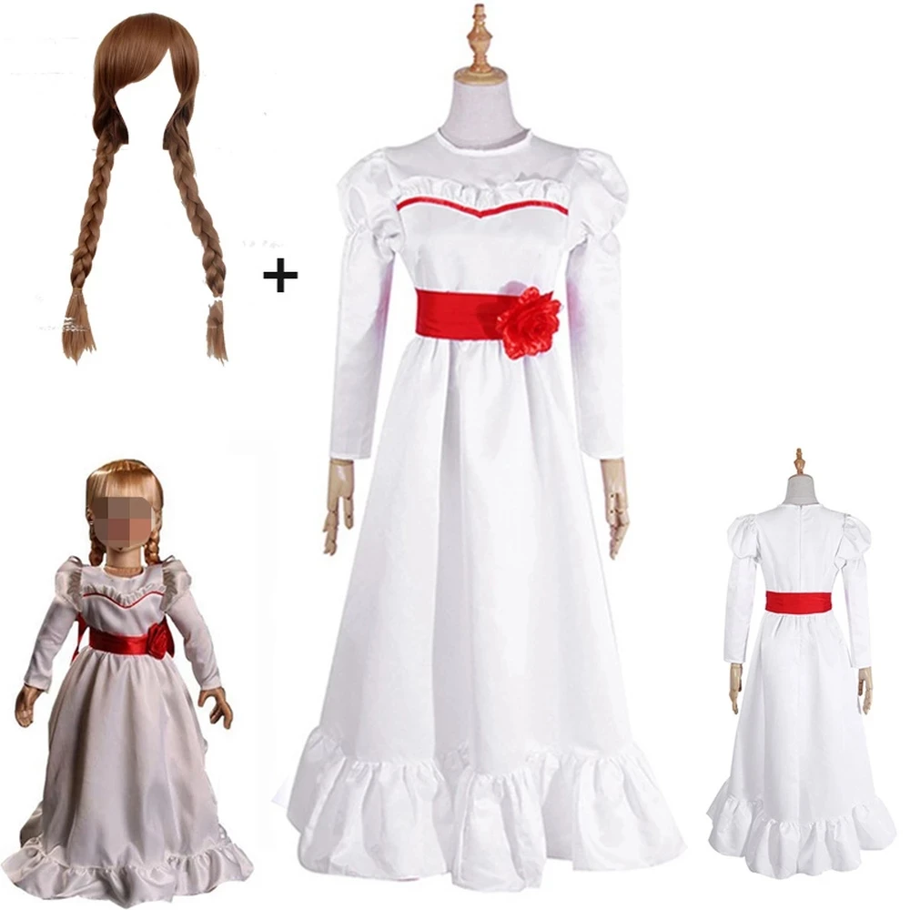 Bride of Chucky Annabelle Dress Conjuring Doll Cosplay Costume Women Girl Evil Halloween Horror Scary Fancy Outfits Christmas