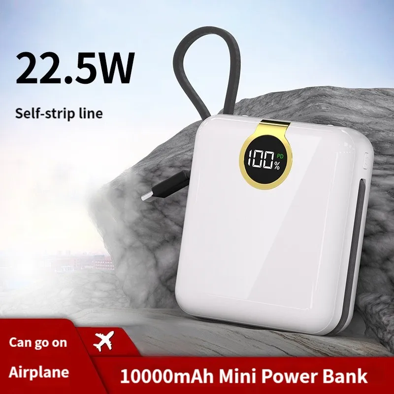 

Portable 20000mAh Power Bank Mini Powerbank USB 22.5W PD Fast Charge Phone Charger with LED Flashlight TPYE C LIGHTNING 2 Cable