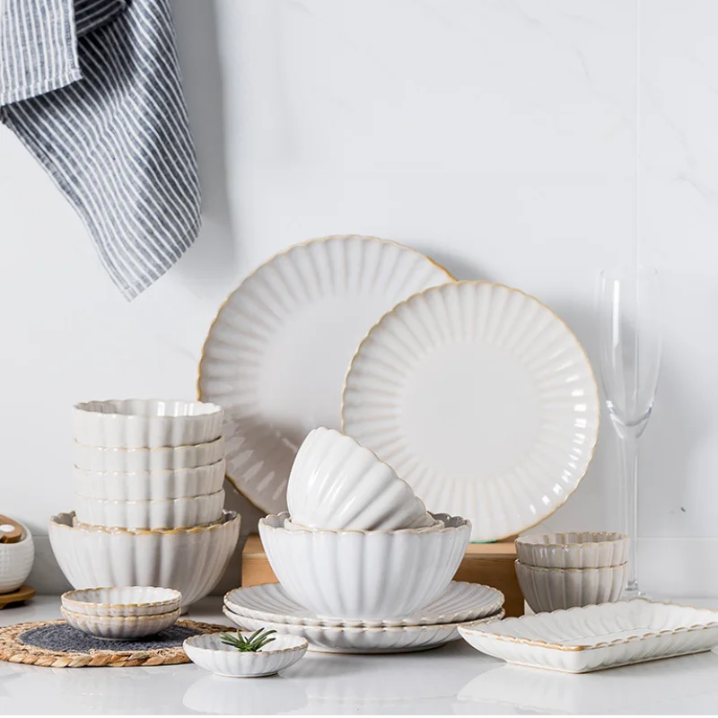 

Japanese Microwaveable Food Plate Set Parties Kitchen White Dessert Buffet Dinner Dish Dinner Plates Vajilla Full Tableware