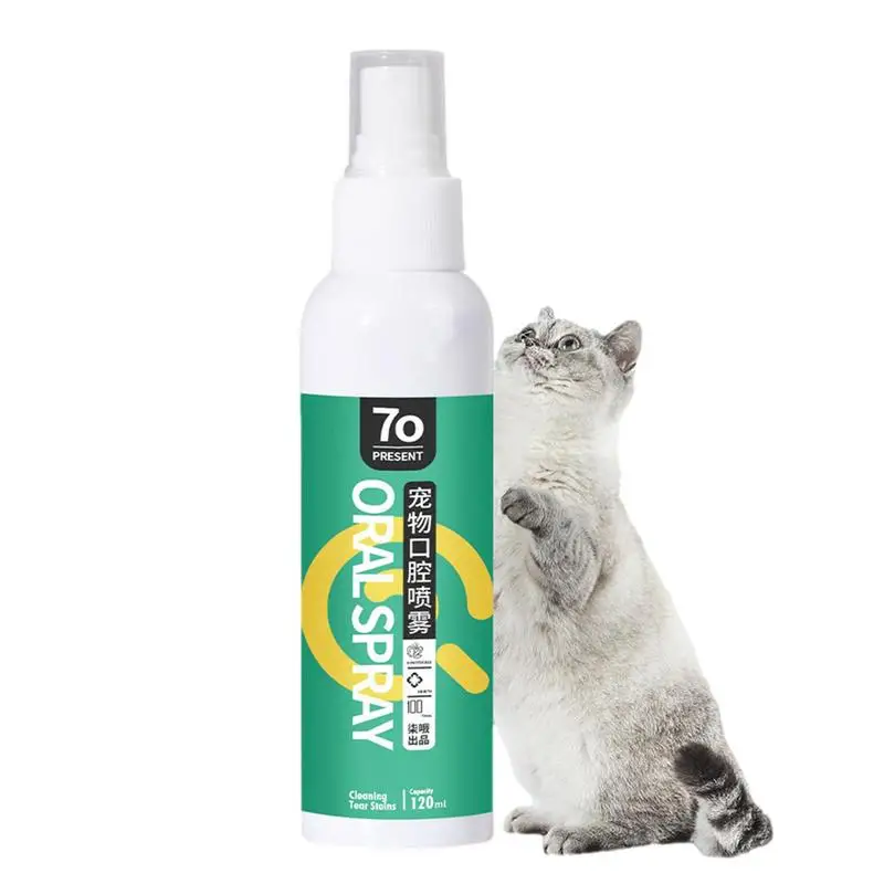

Teeth Cleaning Spray For Dogs Dog Tartars Remover 120ml No Brushing Pet Oral Care Spray Eliminate Bad Dog Breath & Bad Cat