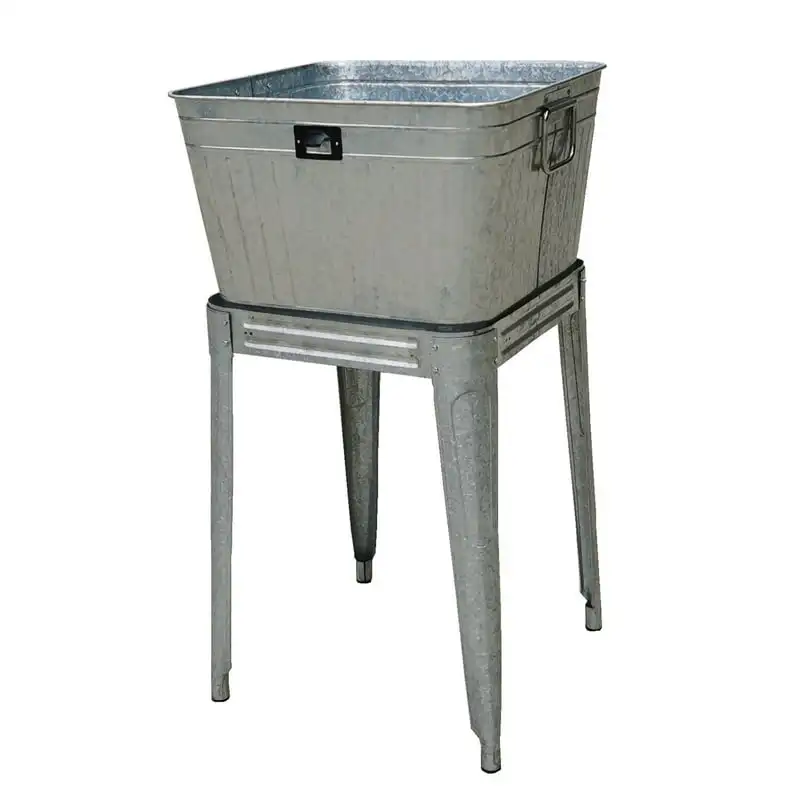 Galvanized Metal Beverage Tub Cooler, Planter, Washbin, Rust