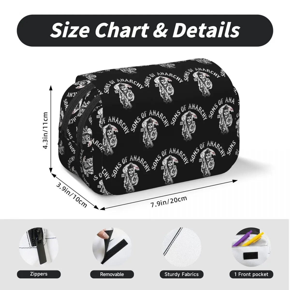 Фото Пенал для ручек и карандашей Sons Of Anarchy Samcro Whiskey для студентов, школьный пенал, сумка для канцелярских принадлежностей, держатель для ручек №3