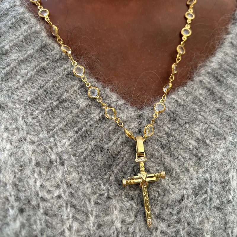 Красочные циркониевые ожерелья с подвеской в виде креста для женщин и девочек