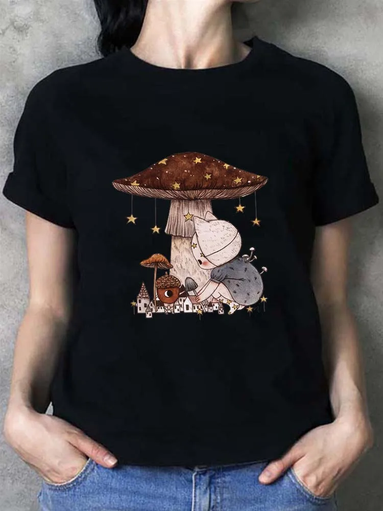 

Mushroom Kawaii Ulzzang Tumblr Grunge Graphic Women T Shirt 90s Harajuku Casual Top Female Tshirt Summer Cartoon Ladies Tees