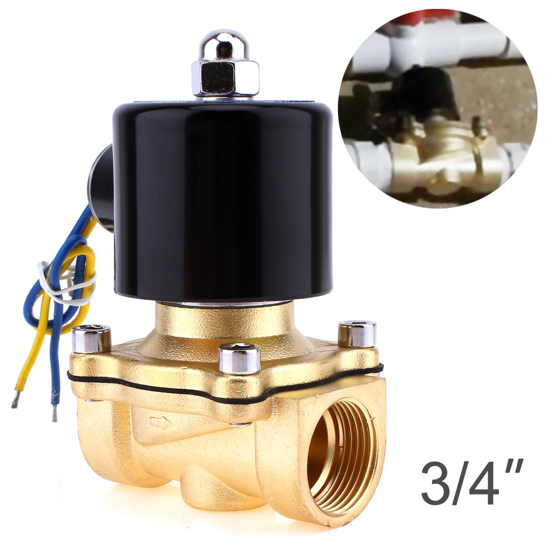 

Электромагнитный клапан DC 12 В 3/4 "NPT N/C Латунный нормально закрытый электрический клапан для воды масла воздуха газа топлива электромагнитный клапан