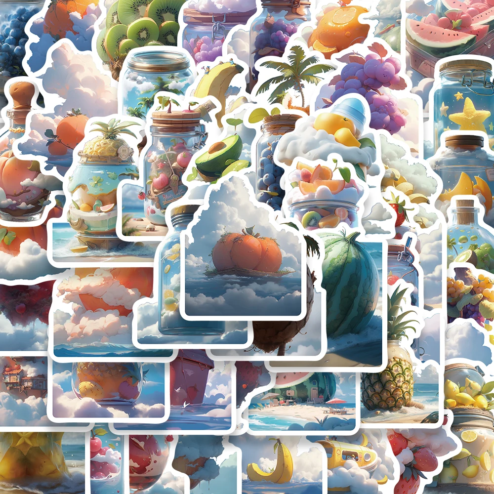 

10/50pcs Sky dream cloud fruit Creative Decoration Notebook Water Cup Skateboard Graffiti Waterproof Material Sticker