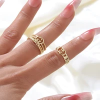 punk gold color round hollow geometric rings set for women girls fashion cross twist open joint ring 2021 female jewelry gift