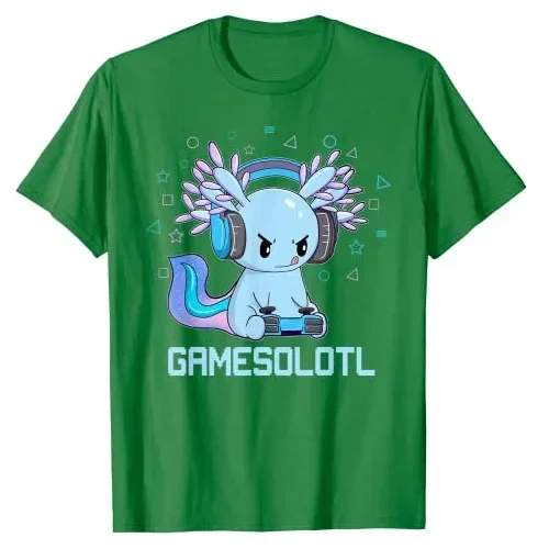 Axolotl игровые Детские футболки для мальчиков и девочек с милыми рисунками из аниме